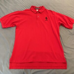 Ferrari‎ Shirt Mens Large Red Racing Formula 1 Polo Cotton Made In USA Team